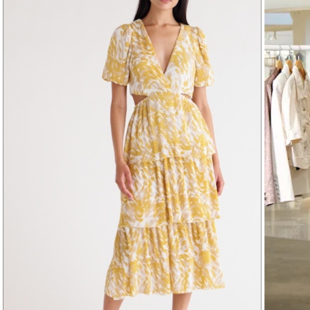 Charles Henry women’s cutout waist tiered dress - L -multicolored